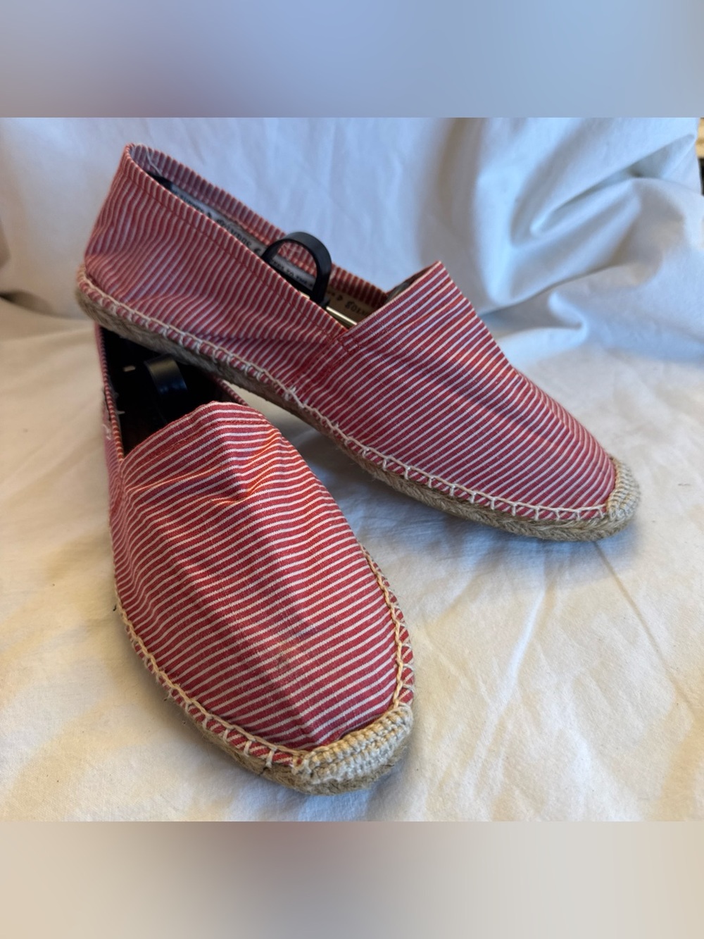 Soludos Size 40 9-9.5 Women Espadrille Flat Shoes Red White Striped EUC